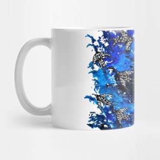 Birds on Blue Abstract Mug